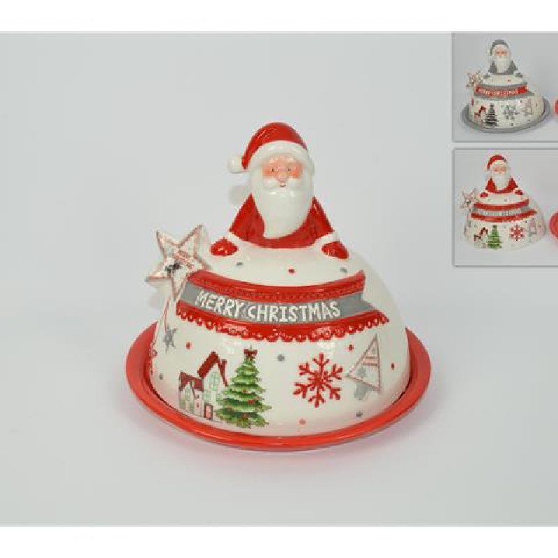 PIATTO CON CAMPANA BABBO NATALE CM 23