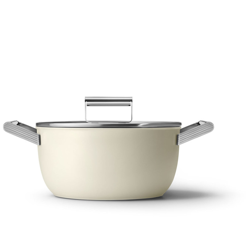 Smeg casseruola crema cm 24 c/coperchio